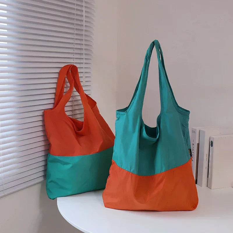 Foldable Color-Block Eco-Friendly Shopping Bag | 12 Colors Foldable Tote Bag Qme