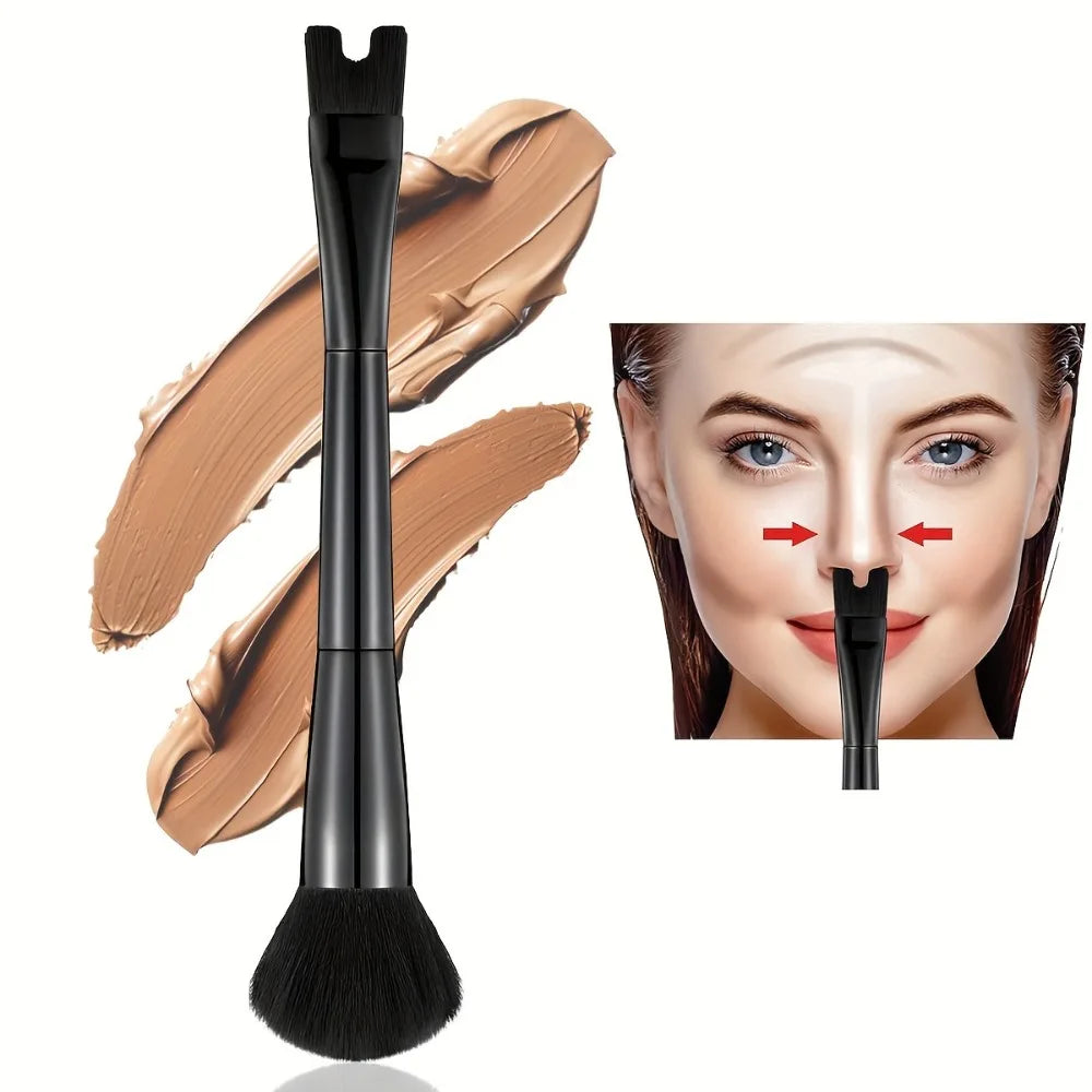 U-Shape Nose Contour Brush – Soft Synthetic Fiber Precision Contour Makeup Brush Qme Black