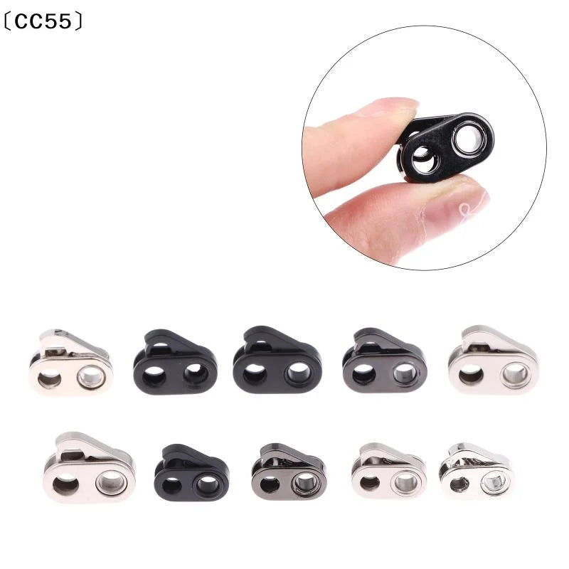 10Pcs Metal Spring Cord Lock Double Hole Stopper Buckle for DIY Cord Lock Buckle Qst