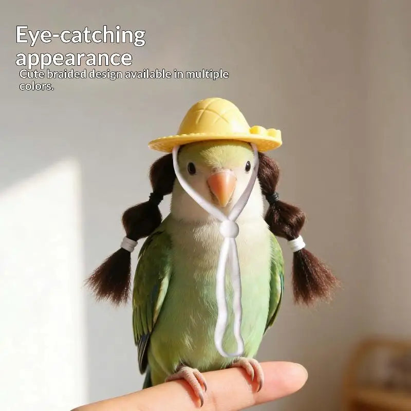 Pet Parrot Braid Wig Hat – 15 Colors | Bird & Hamster Costume Pet Costume Hat Qme
