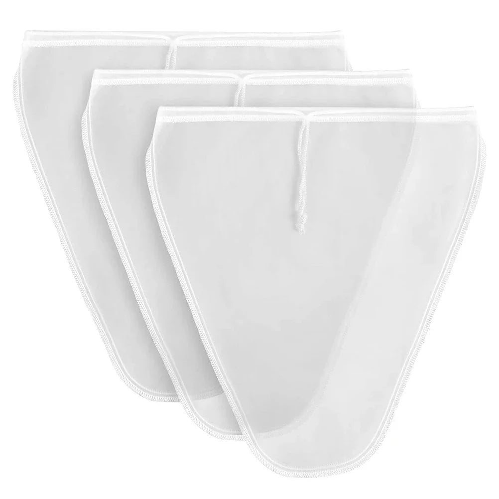 Fine Mesh Nut Milk Bag Strainer Set – Reusable Filter Bags Nut Milk Strainer Bag Qme WHITE