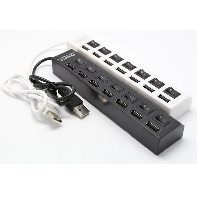 USB 2.0 Hub Splitter 4 & 7 Port with Switch for Laptop & PC USB Hub Splitter Qme