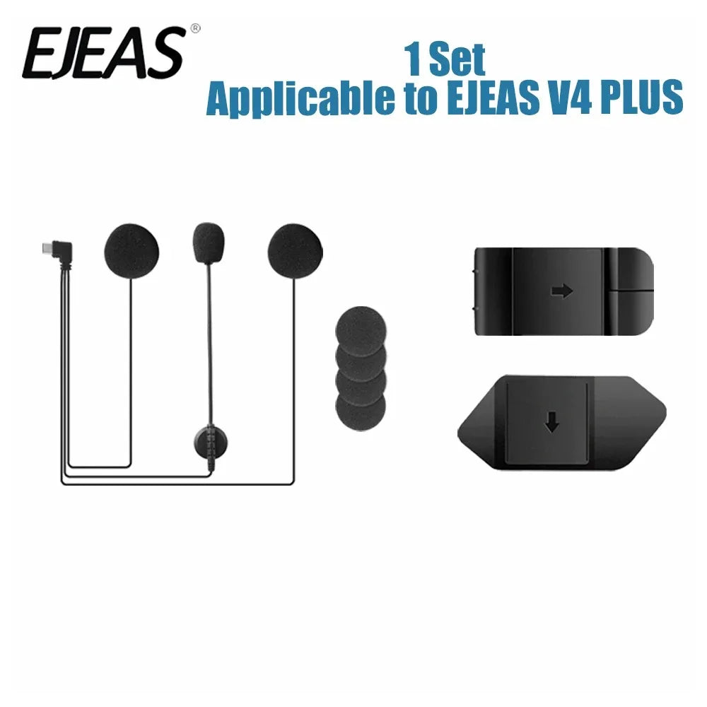EJEAS V4 Plus Bluetooth Helmet Headset – Type-C Mic & Mount Helmet Bluetooth Headset Qst V4PLUS TYPE-C 1Set