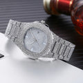 Diamond Studded Waterproof Quartz Watch – Alloy Fashion Watch Fashion Quartz Watch Qme Silver