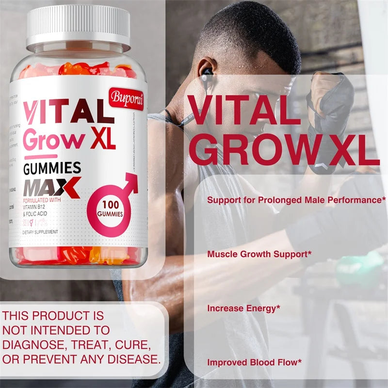 Vital Grow XL Male Gummies – Energy & Endurance Support Men's Wellness Gummies Qst