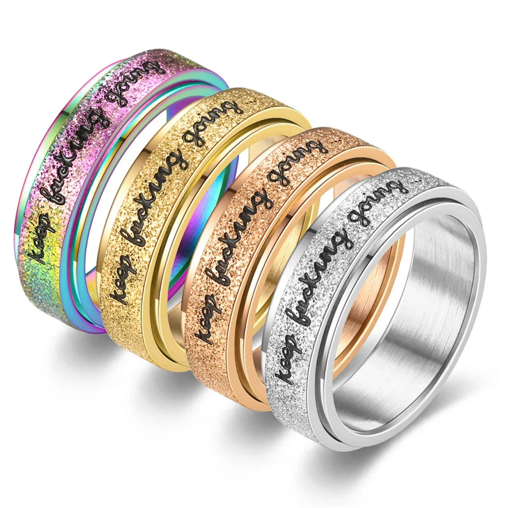Vibrant Stainless Steel Rotating Ring – Adjustable Unisex Spinner Ring Qme