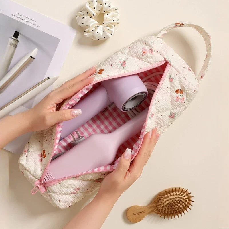 Large Capacity Quilted Polyester Hair Dryer Storage Bag Hair Dryer Storage Bag Qme