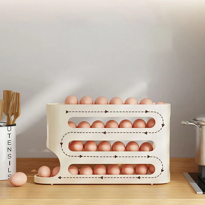 30-Egg Rolling Dispenser Rack | Fridge Egg Organizer Box Egg Dispenser Rack Qme
