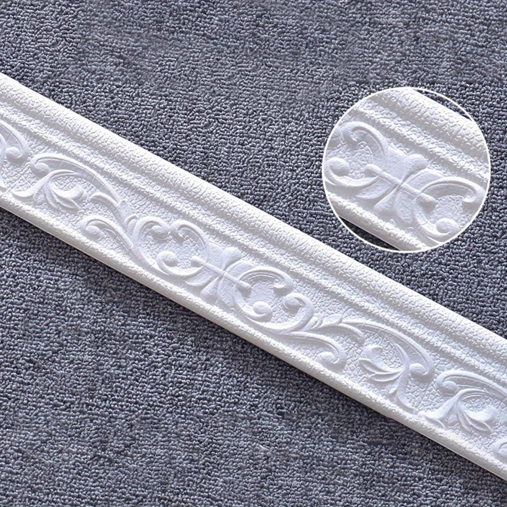 3D Self-Adhesive Foam Wall Trim Strip – Door Frame Edge & Corner Decorative Wall Trim Qme White