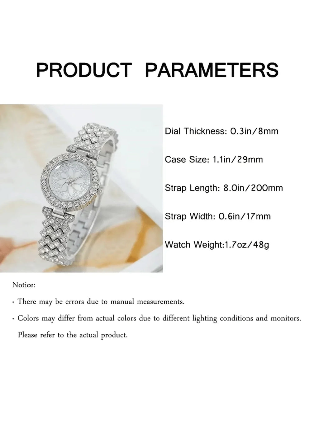 Women's Silver Rhinestone Lotus Dial Quartz Watch Bracelet Watch Bracelet Qme