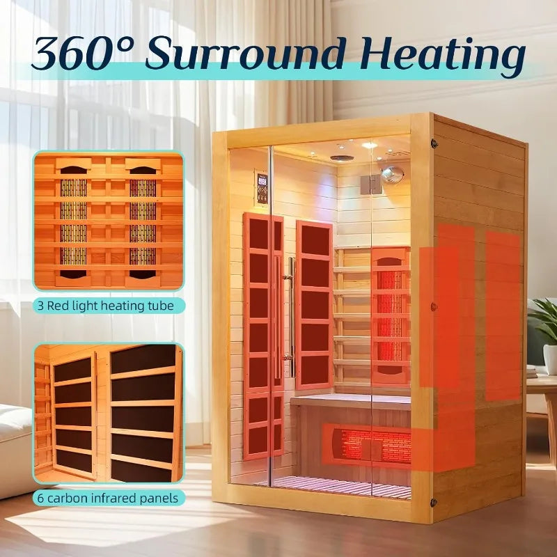 SMARTMAK 2-Person Infrared Home Sauna – Canadian Hemlock Infrared Sauna Room Qst
