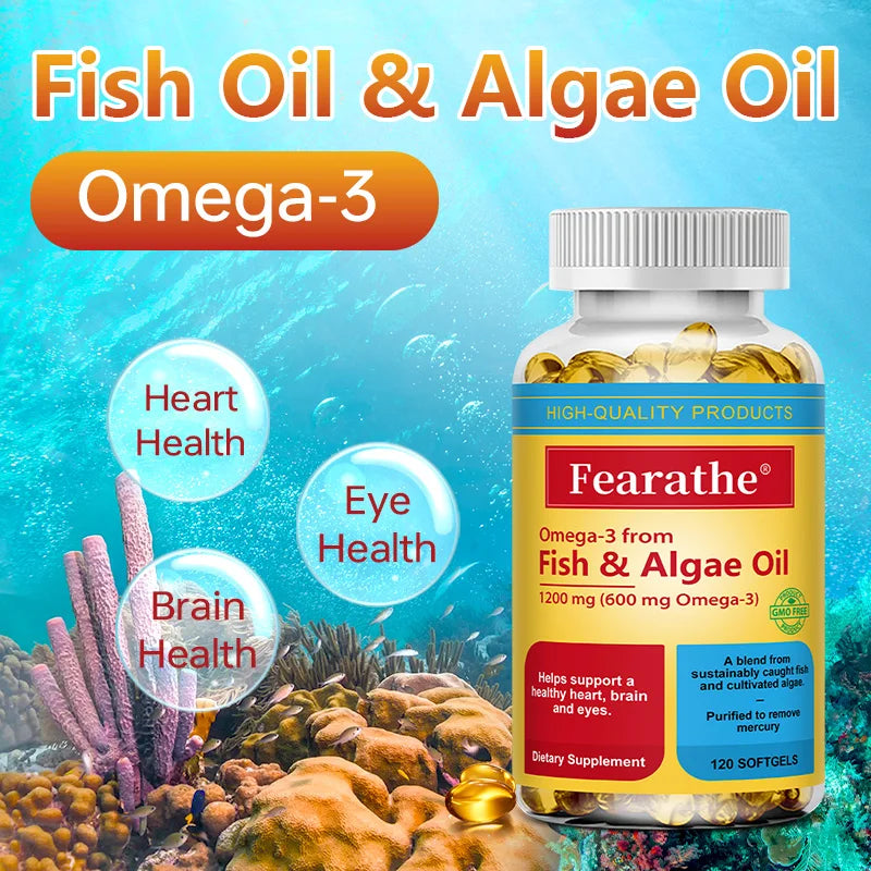 Omega-3 Softgels | Fish Oil & Algae Oil EPA DHA Supplement Omega-3 Supplement Qst