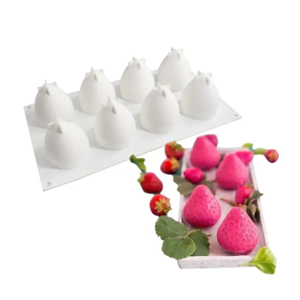 Silicone Fruit Mousse Cake Molds – 8 Shapes | Food-Grade Silicone Baking Mold Qme Strawberry