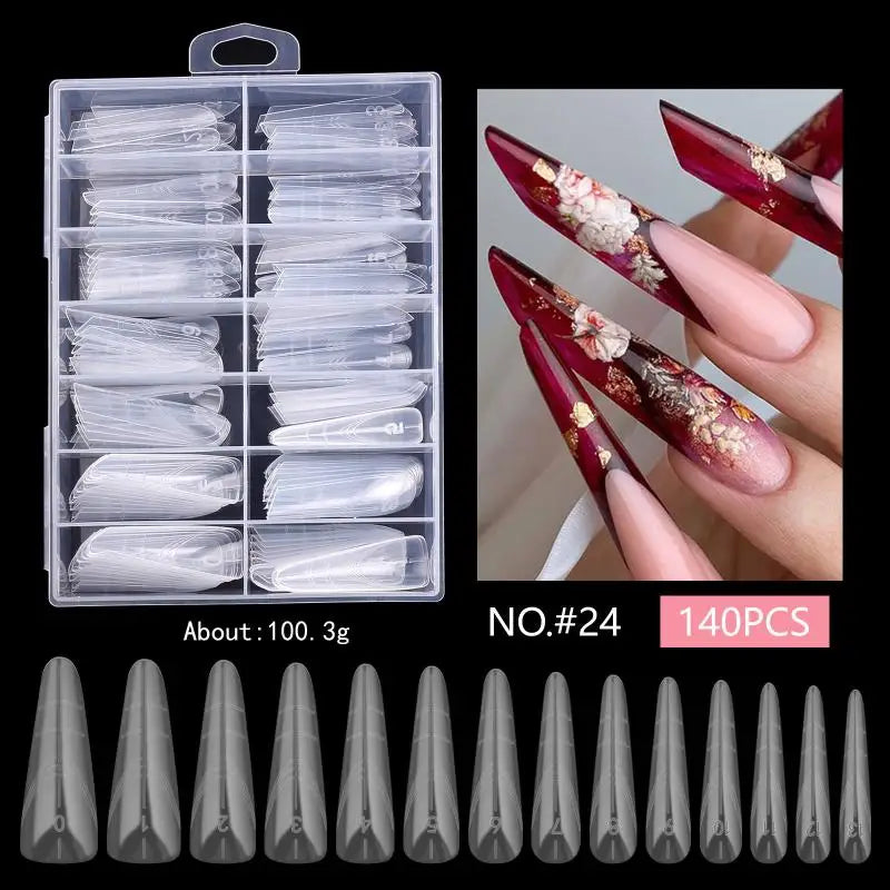 Clear Curved Stiletto False Nail Tips Eagle Claw 120/140 Pcs False Nail Tips Qst A24