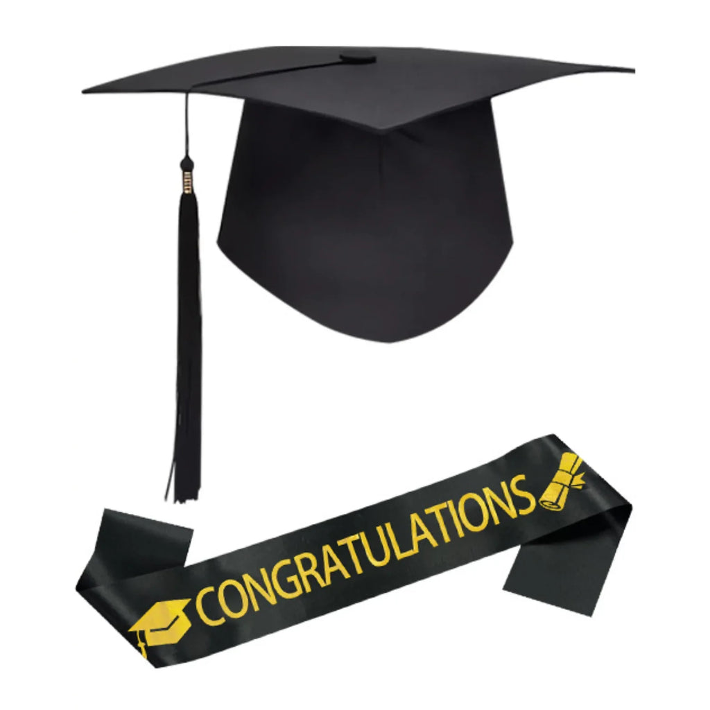 Unisex Graduation Cap & Sash Stole Set | College & School Graduation Sash Set Qme