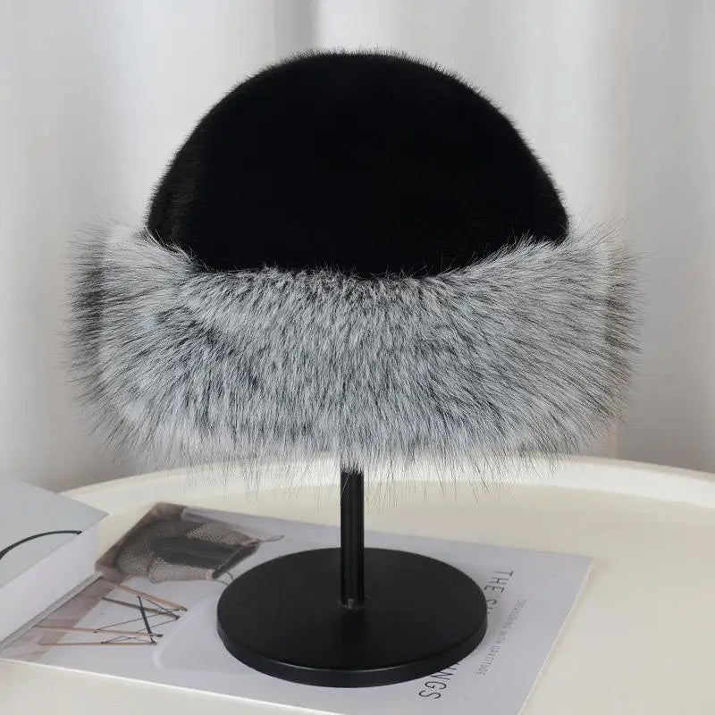 Women's Winter Plush Faux Fur Bucket Hat – Windproof & Warm Winter Bucket Hat Qst A7