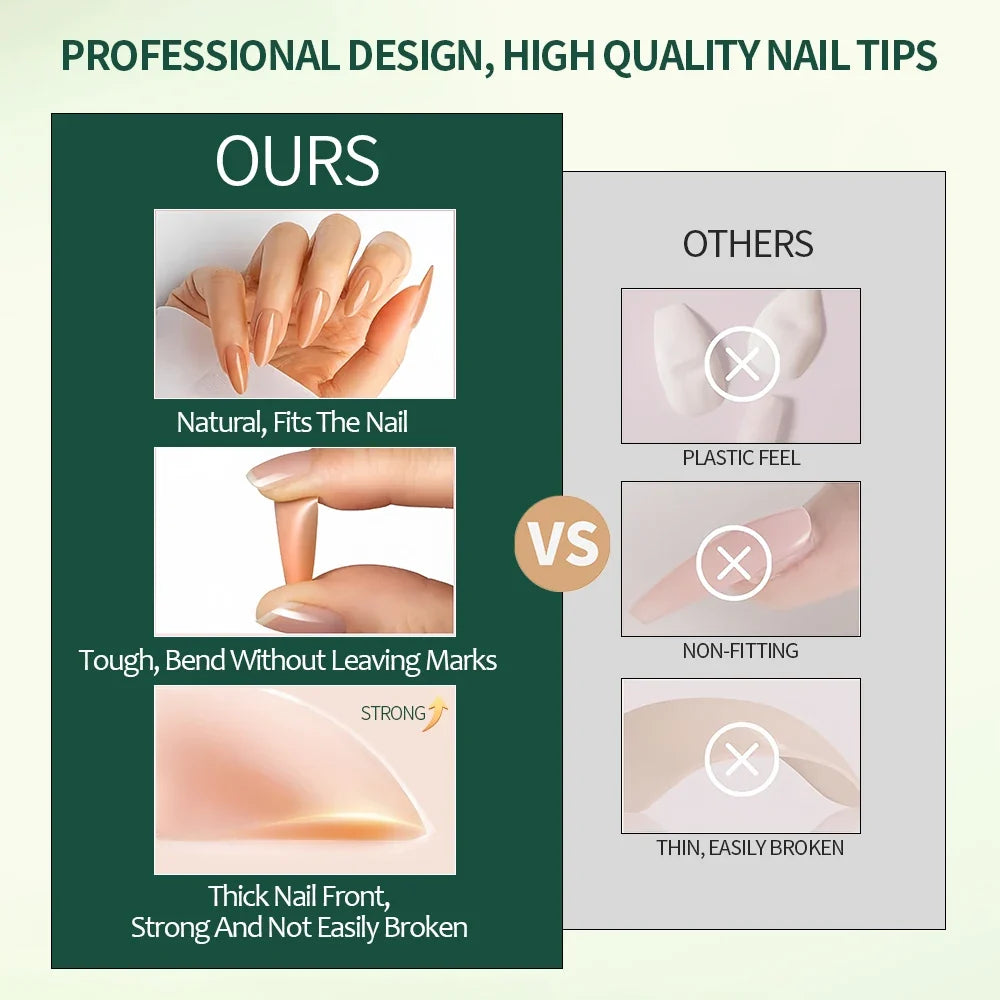 Nailpop 140 Nude Pink Nail Tips – Square Almond Coffin Oval Press-On Nail Tips Qme