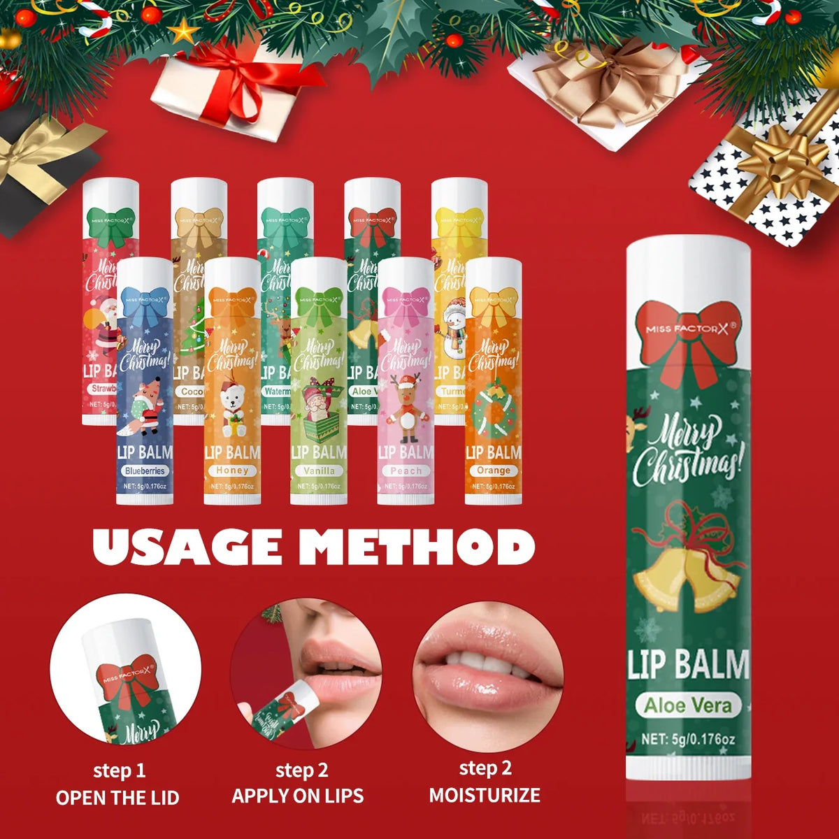 Christmas Lip Balm Gift Box Set – Hydrating & Brightening Lip Balm Gift Set Qme