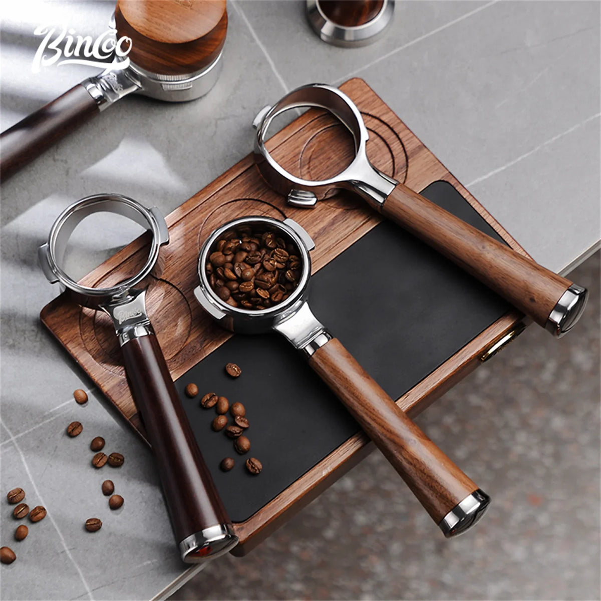 Bincoo Walnut Bottomless Portafilter 58mm – Open Espresso Handle Bottomless Portafilter Qst