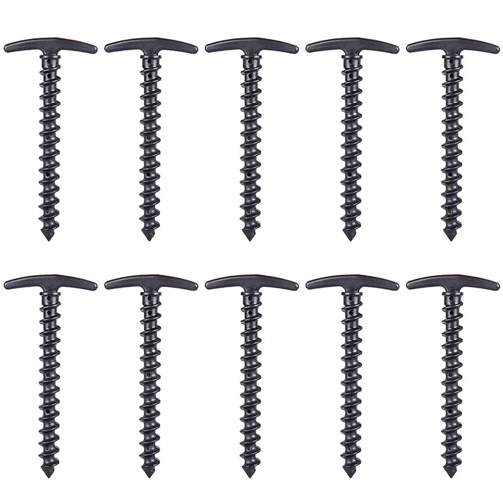 Tent Screw Anchor Ground Stakes 10 Pack – Windproof Pegs Tent Ground Stakes Qme 10PCS