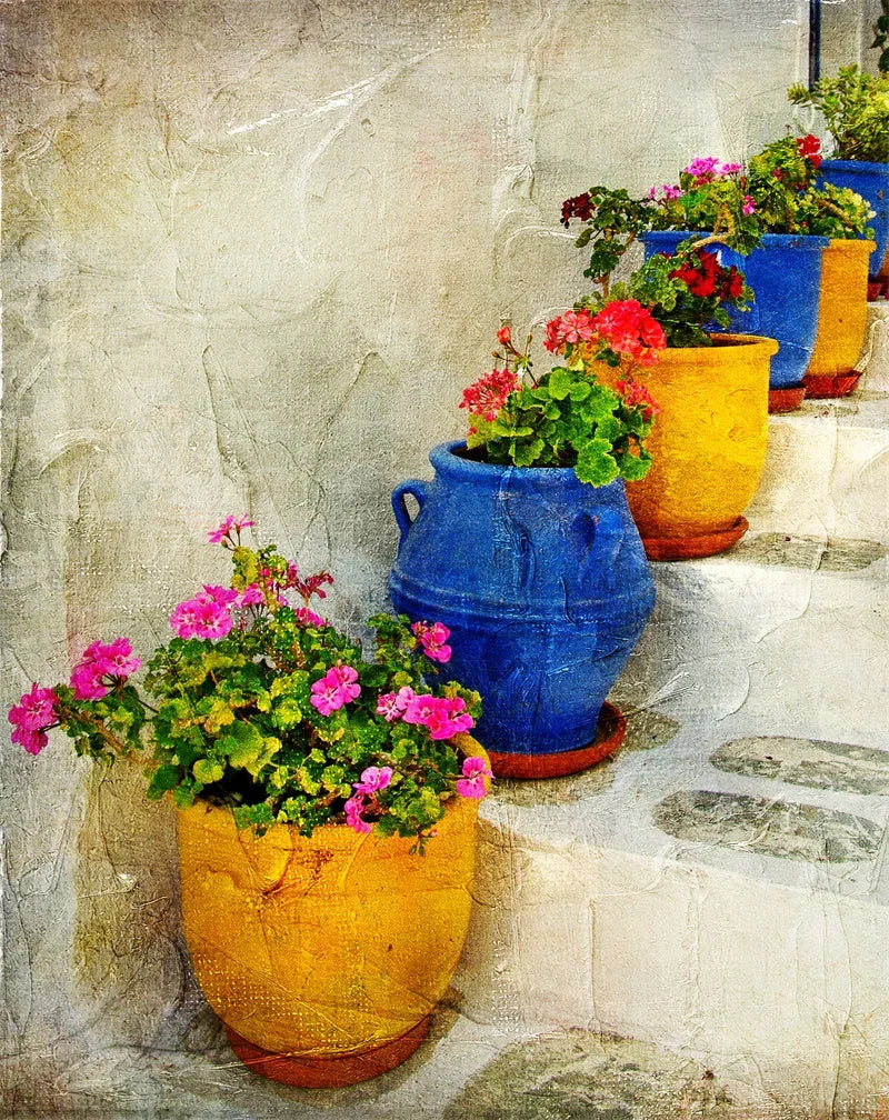 Retro Nostalgic Town Canvas Poster | Flowers Boats Bicycles Canvas Wall Art Qst