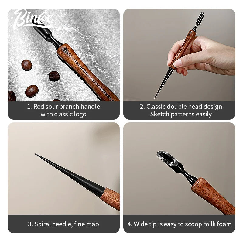 Bincoo Latte Art Pull Needle – 304 Stainless Steel Espresso Tool Latte Art Needle Qst