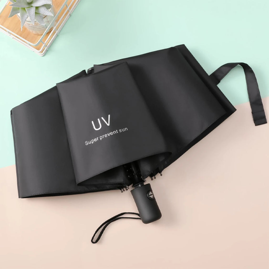 8-Rib Auto Folding Umbrella – One-Touch Open, Compact Design Compact Folding Umbrella Qst