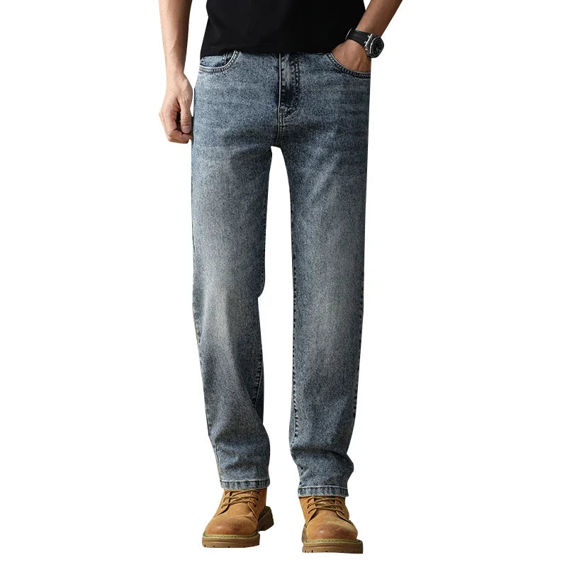 Men's Lyocell Straight-Leg Casual Stretch Pants – Plus Size Men's Casual Pants Qme Light blue 31
