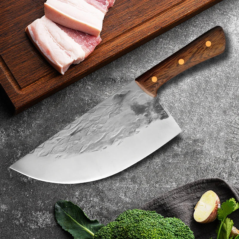 Forged Stainless Steel Cleaver Knife – Wood Handle Chopper Kitchen Cleaver Knife Qst