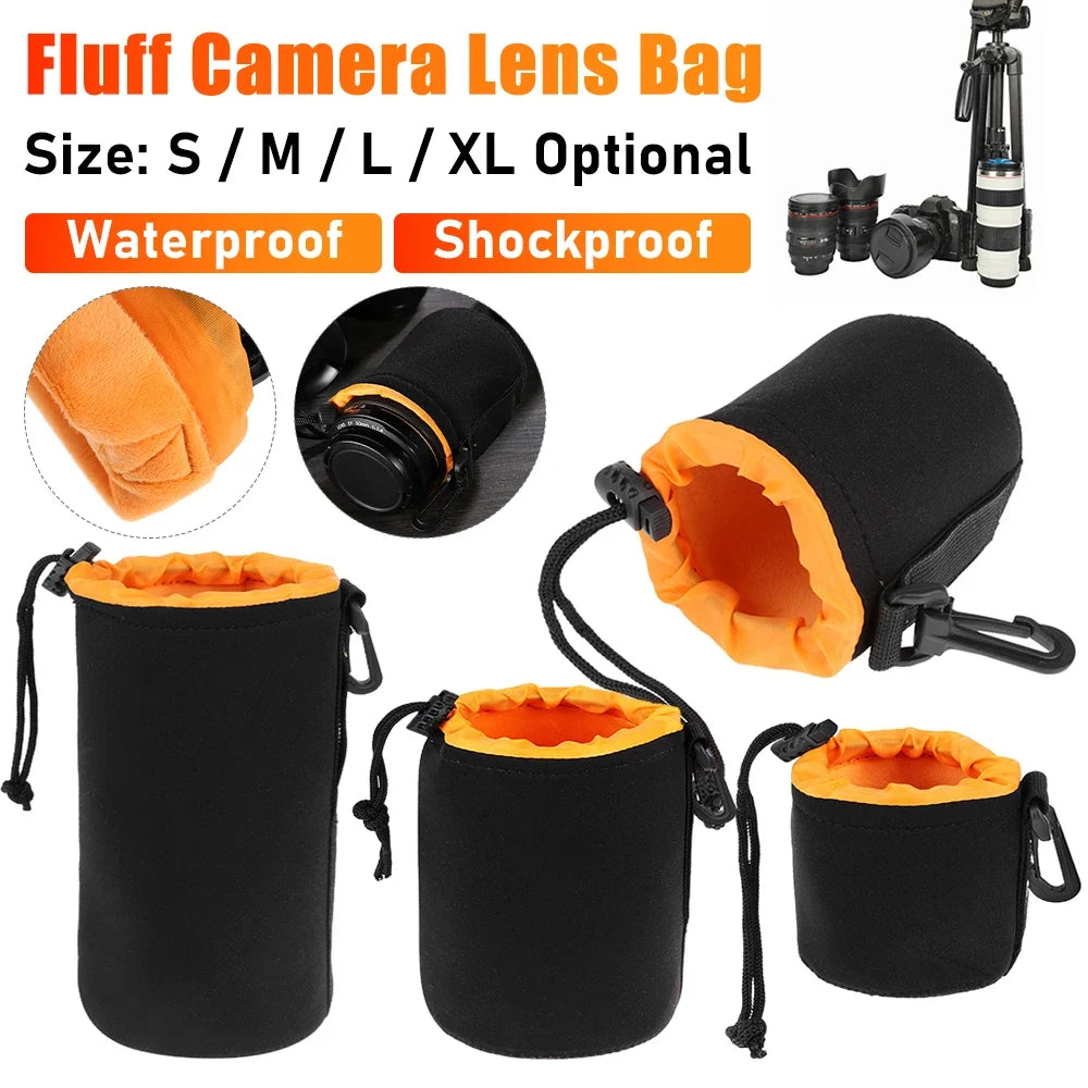 Water-Resistant Camera Lens Case Drawstring Pouch – 8 Colors Camera Lens Pouch Qme