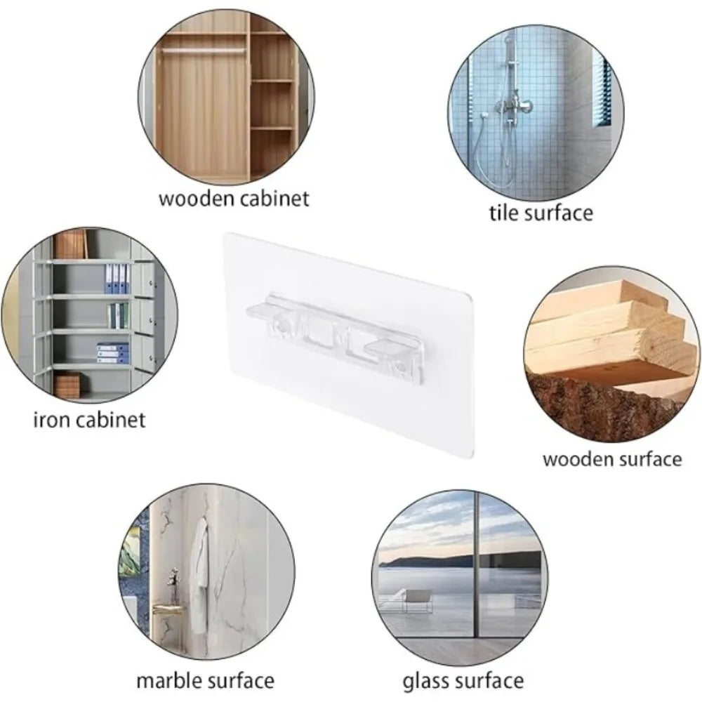 No-Drill Adhesive Shelf Brackets – Clear Plastic Cabinet Support Shelf Bracket Qme
