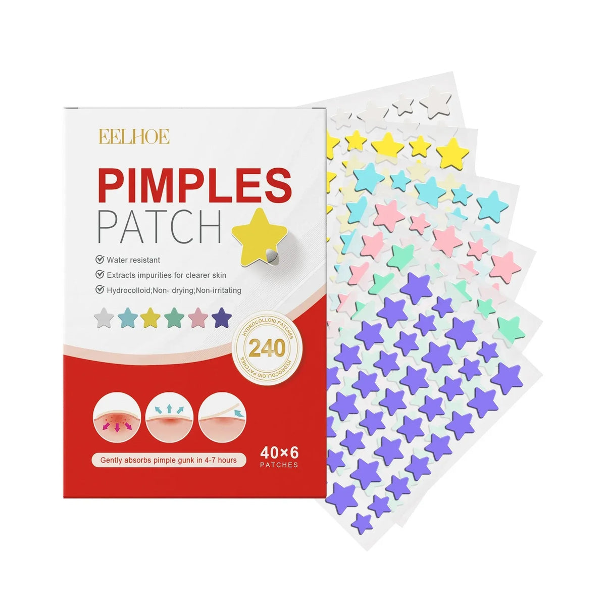 240pcs Heart Hydrocolloid Pimple Patches – Invisible Acne Stickers Acne Pimple Patches Qst 240pcs Star