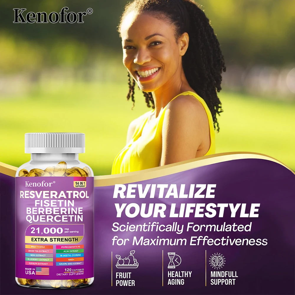 Resveratrol NAD+ Berberine 21000mg Supplement – Non-GMO Caps Antioxidant Supplement Qst