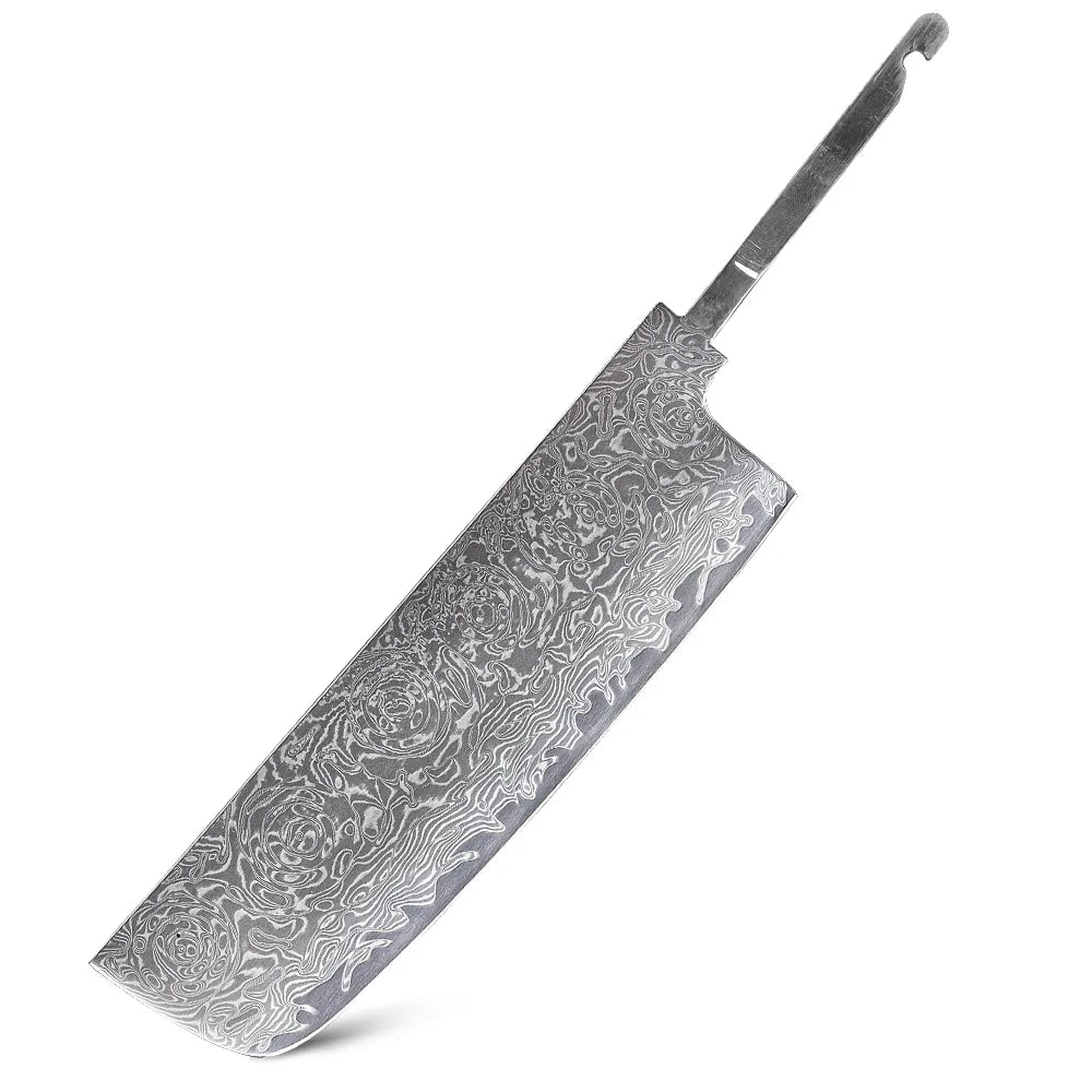 TURWHO Damascus Steel Blade Blank – DIY Nakiri Santoku Chef Knife Damascus Knife Blank Qst WHITE