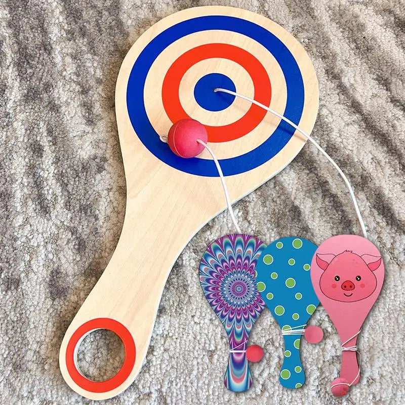 Wooden Paddle Ball Set – Elastic String Hand-Eye Game Paddle Ball Game Qst