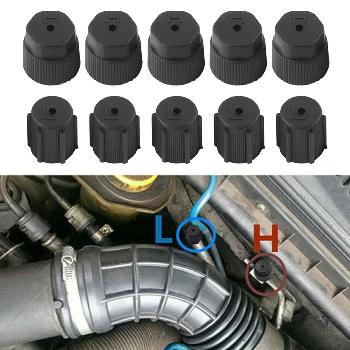 Universal AC Refrigerant Charging Port Covers – 10-Pack ABS AC Port Cover Qme