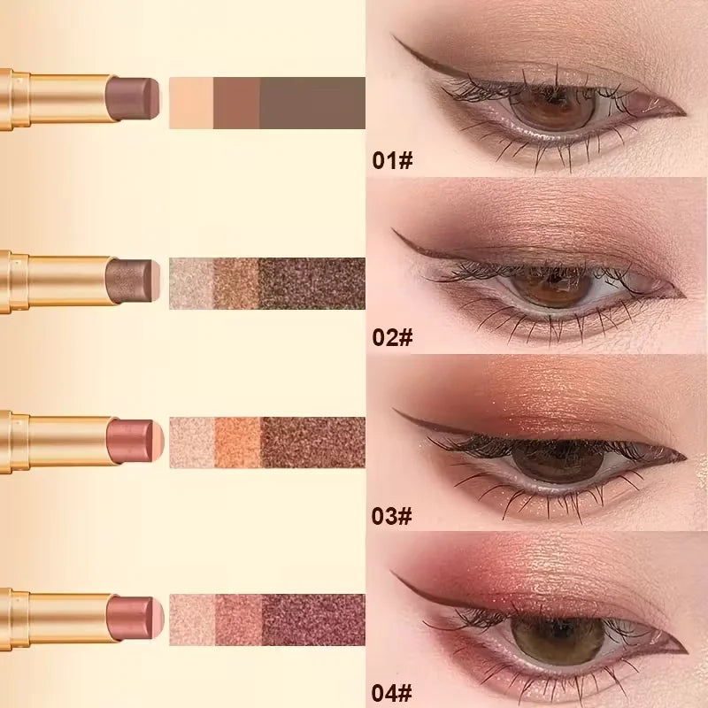 3-Color Glitter Eyeshadow Stick | Shimmer Gradient Pen – Qme Eyeshadow Stick Qme