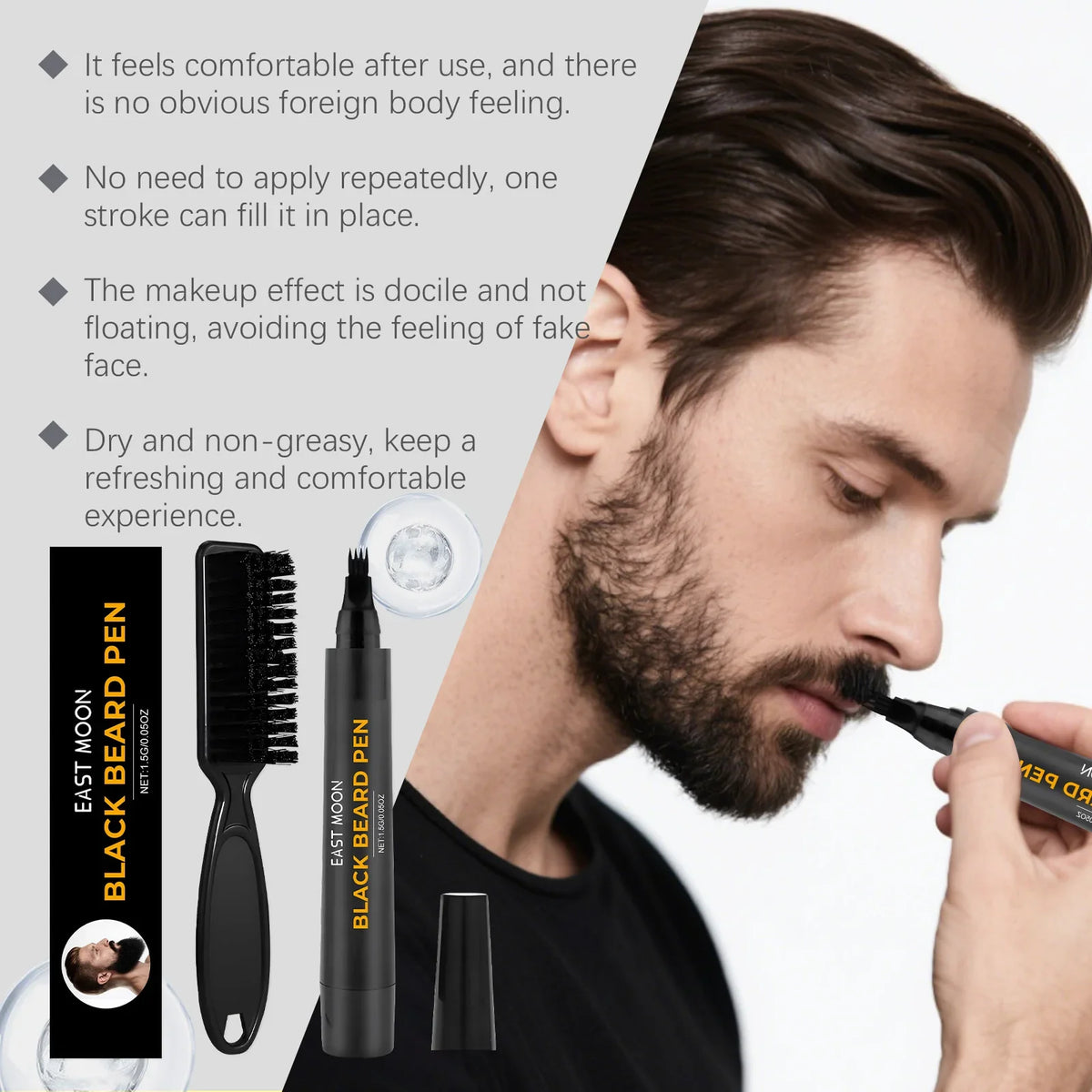 Instant Beard Filler Pen & Comb – Waterproof Moustache Enhancer Beard Filler Pen Qme