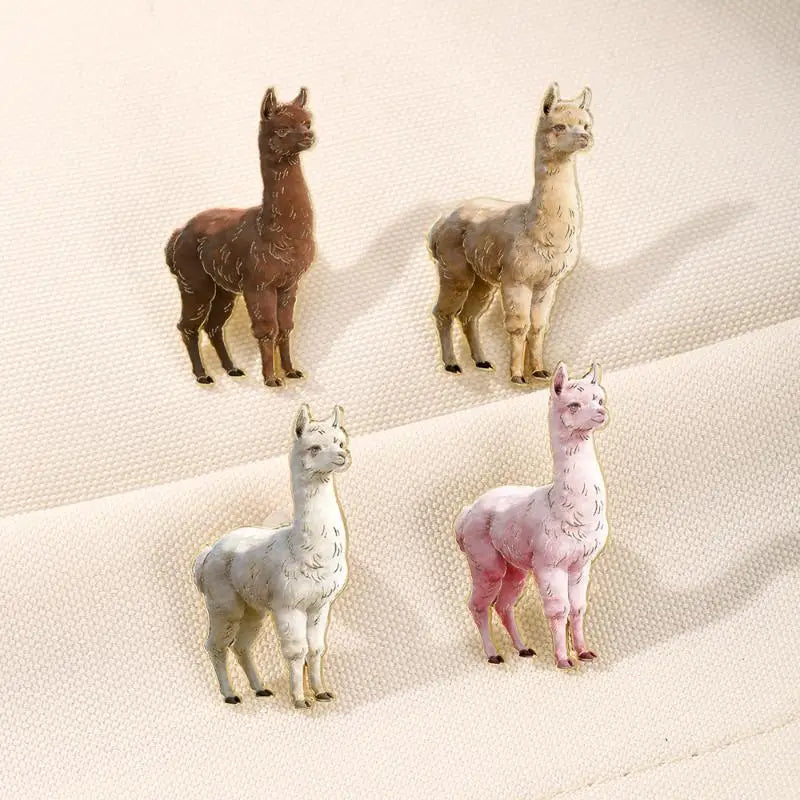 Cute Cartoon Alpaca Lapel Pin – Zinc Alloy Badge, 4 Styles Lapel Pin Badge Qme