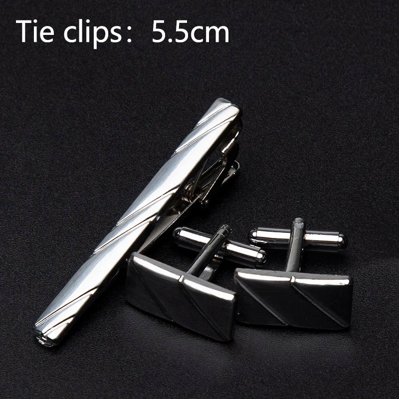 Men's Metal Tie Clip & Cufflinks Set – Classic Formal Accessories Tie Clip Cufflinks Set Qme