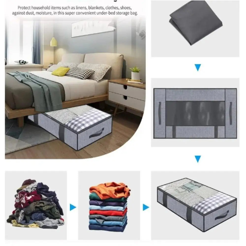 Collapsible Under-Bed Storage Bag | Non-Woven Organizer Box Under-Bed Storage Bag Qme