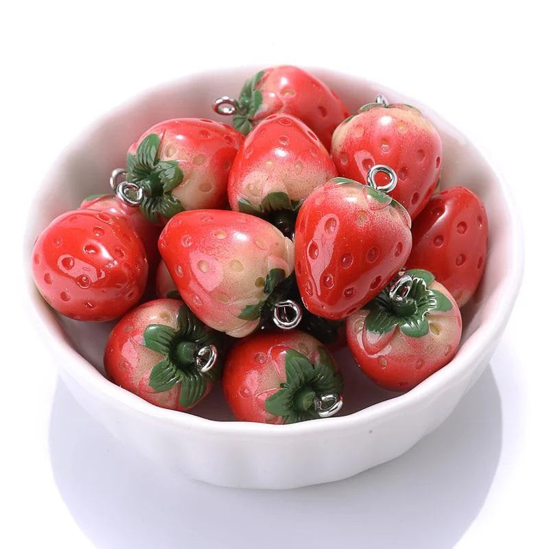 3D Strawberry Resin Charms – DIY Earring & Pendant Set Resin Jewelry Charms Qme