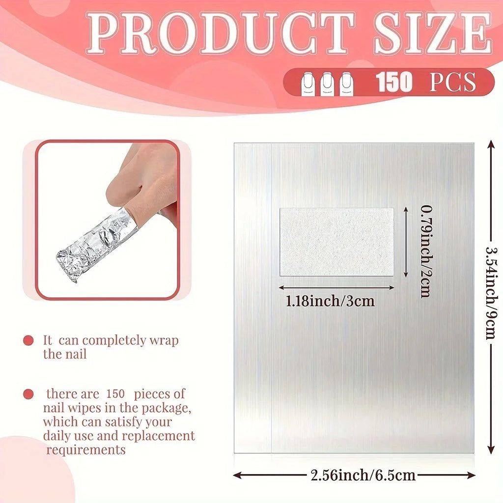 Nail Studio Aluminum Foil Sheets & Gel Polish Remover Pads Set Nail Gel Remover Kit Qme