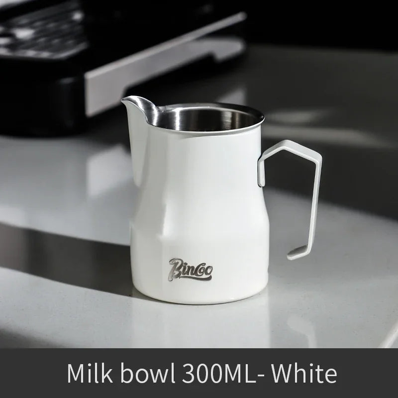 Bincoo Pink Stainless Steel Milk Frothing Pitcher 300/450ml Milk Frothing Pitcher Qst White 300ml