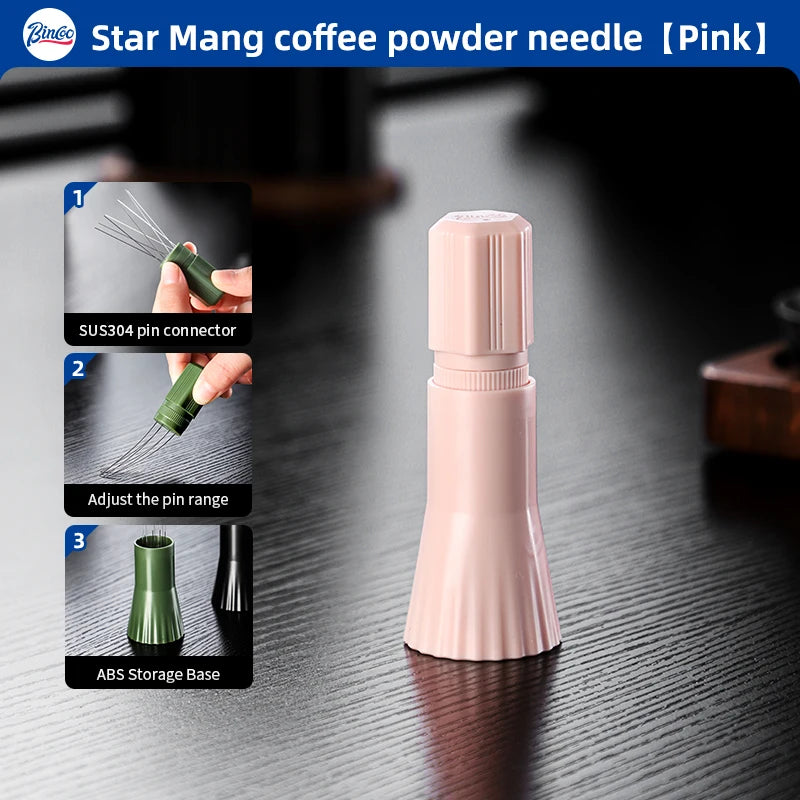 Bincoo WDT Espresso Distributor – Rotating Needle Tool Espresso Distributor Tool Qst Pink