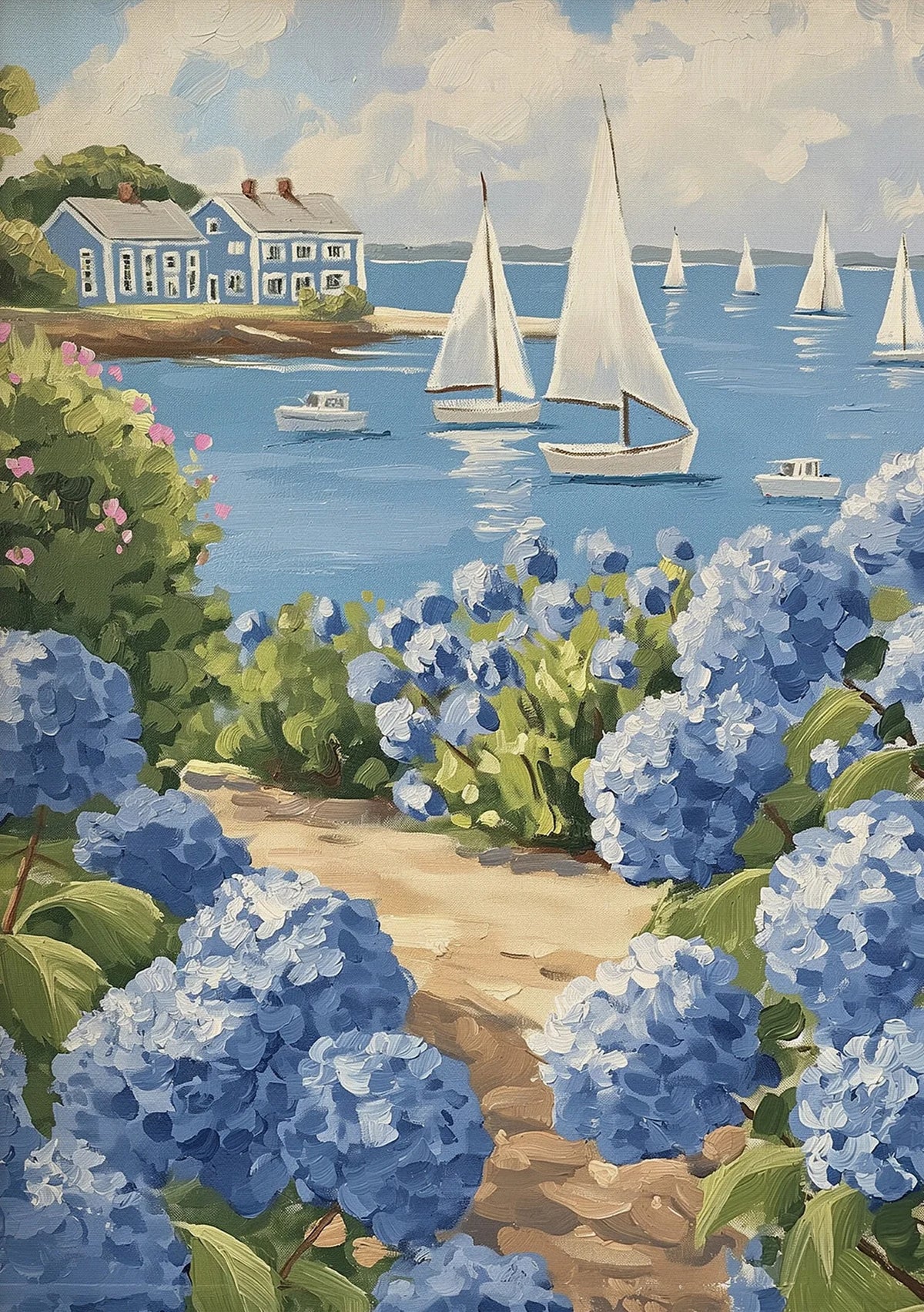 Vintage Coastal Beach Canvas Wall Art – Sailboat & Seashell Canvas Wall Art Qst xx-6 20x30cm Unframed