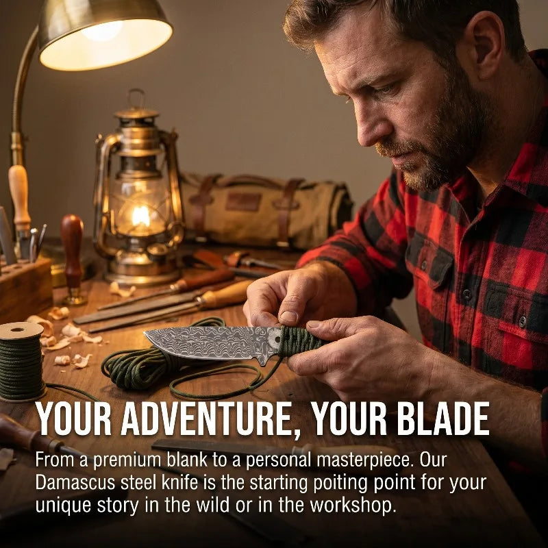 Swayboo Damascus Steel Knife Blank – DIY Fixed Blade Billet Knife Making Blank Qst