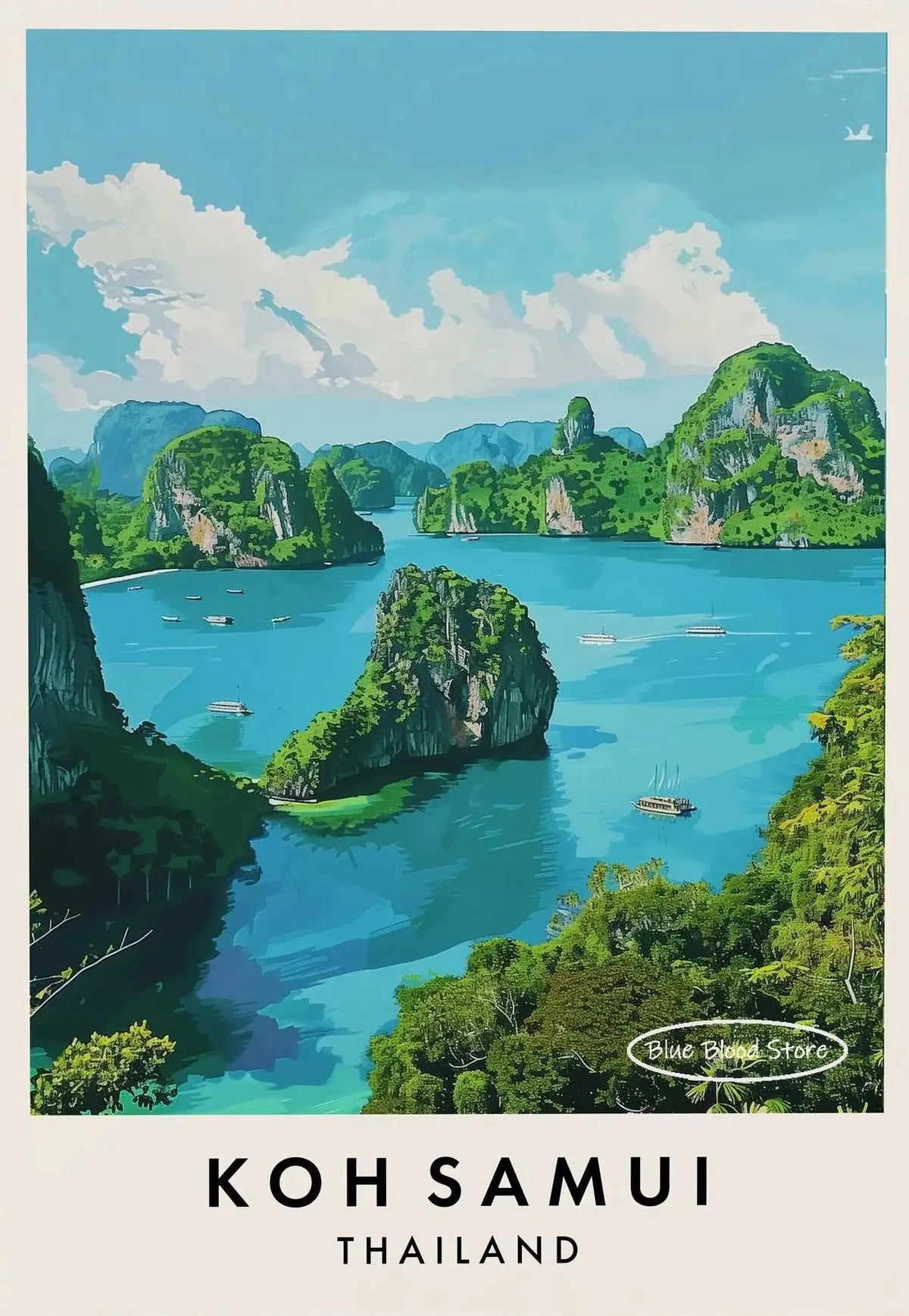 Thailand Travel Canvas Wall Art – Phuket Bangkok Landscape Poster Canvas Wall Art Qst 7 20x30cm Unframed