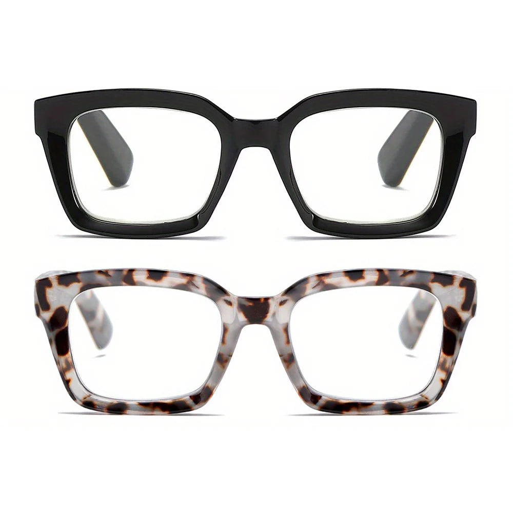 VOPHA 2-Pack Oversized Blue Light Blocking Reading Glasses +1–+3 Blue Light Reading Glasses Qst 250 Black Leopard