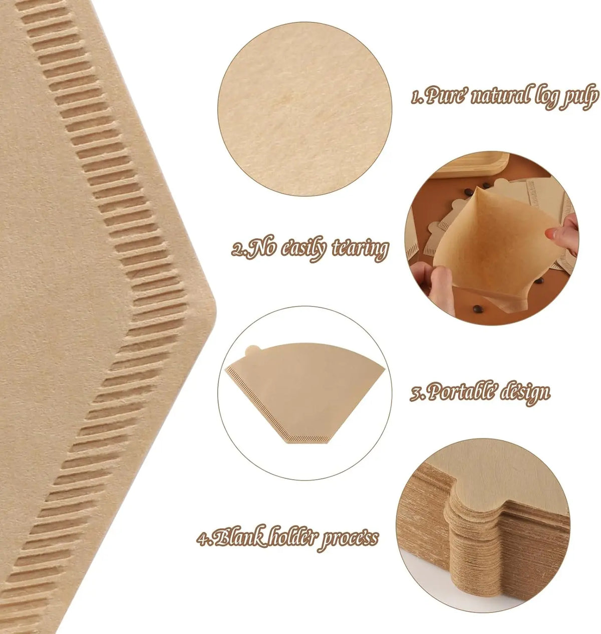 Cone Coffee Filters #4 8–12 Cup Unbleached Disposable Paper Disposable Coffee Filters Qme